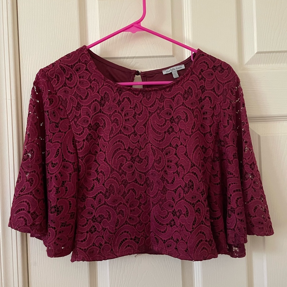 Knit crop top, belle sleeves, Charlotte Russe, Small